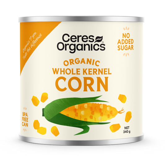 Organic whole kernel corn (340g tin)
